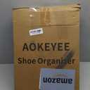 Aokeyee Shoe Organizer for Closet, 2 Pack Foldable Shoe Storage Organizer Box w/Clear Cover and Reinforced Handles, Space Saving Shoes Bin Fits up to 16-32 Pairs, Beige