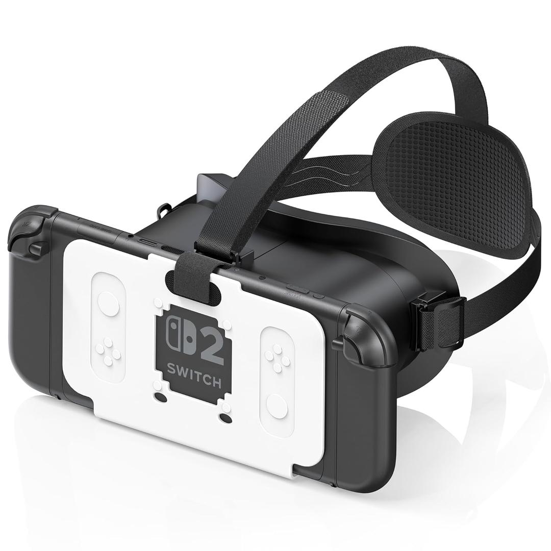 VR Headset Compatible with Nintendo Switch 2 (2025), Switch 2 Virtual Reality VR Glasses with Adjustable HD Lenses and Comfortable Head Strap, Labo VR Kit for Switch 2 Accessories, Black&White