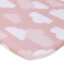Skip Hop Cozy-Up 2-in-1 Bedside Sleeper Pink and White Clouds 100% Cotton Fitted Bassinet Sheet