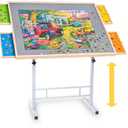 Fanwer 1500 Piece Puzzle Table with Legs, Angle & Height Adjustment Jigsaw Puzzle Table with 4 Drawers & Wooden Cover | 35"x26" Tilting Puzzle Board for Adults and Children, for Birthday