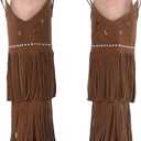 FURPHI Western Cowboy Fringe Boot Covers Tassels Cowgirl Leg Covers Halloween Cosplay Costume Accessories for Women (Brown)