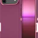 I-HONVA for iPhone Air Case/iPhone 17 Air Case Shockproof Dust/Drop Proof 3-Layer Full Body Protection [Without Screen Protector] Rugged Heavy Duty Cover for Apple iPhone Air 6.5" 2025,Purple/Pink