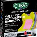 CURAD Performance Series Antibacterial Bandages, Extreme Hold Adhesive Technology, Knee & Elbow 3 inches x 3 inches, 10 Count, Ideal for Cuts, Scrapes, Sports, and Active Lifestyles