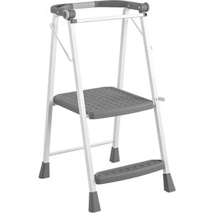 COSCO 2-Step Kitchen Stepper Adult Folding Step Stool, Kids Folding (Steel/Resin) (Gray)
