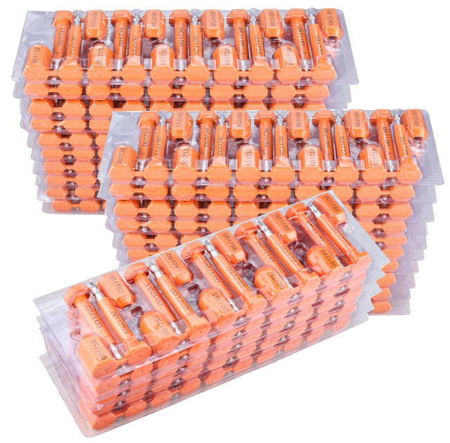 NovelBee 250pcs Bolt Seal Shipping Seal with Print Progressive Numbering for Cargo Containers and Truck Trailers,Cargo Container Seals (Orange)