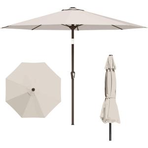11FT Patio Umbrella, Outdoor Umbrella with with 8 Sturdy Fiberglass Ribs,Market Table Umbrella with Push Button Tilt and Crank,Suit for Backyard,Garden,Pool,Deck(Creamy-white)