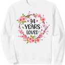 Floral 94 Years Old 94th Birthday Women 94 Years Loved Sweatshirt S