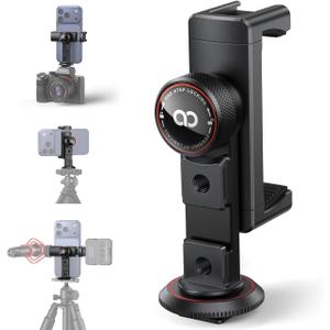 Lamicall Aluminum Phone Tripod Mount with 3 Cold Shoes & Arca Port & 1/4" Thread, [Wider Clamp] Camera Phone Holder Adapter for iPhone 17 Smartphone Tripod Cell Phone Holder for Video Streaming Vlog
