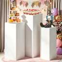 Square Stands for Party, 3Pcs Metal Pleated Pedestal Stand Heavy Duty White Cake Cilindros Para Fiestas Parties Round Display Flower Plant Stand for Wedding Birthday Party Decor