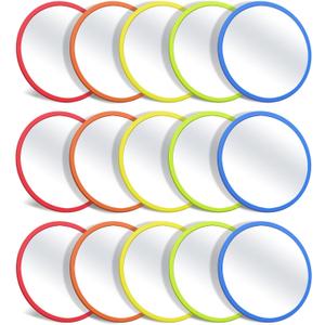 15 Pcs Small Mirrors for Kids Unbreakable Shatter Proof Mirror 4.8 x 4.8 Inches Round Plastic Safe Shatter Proof Mirrors for School Classroom Bathroom DIY Crafts (Bright Colors)