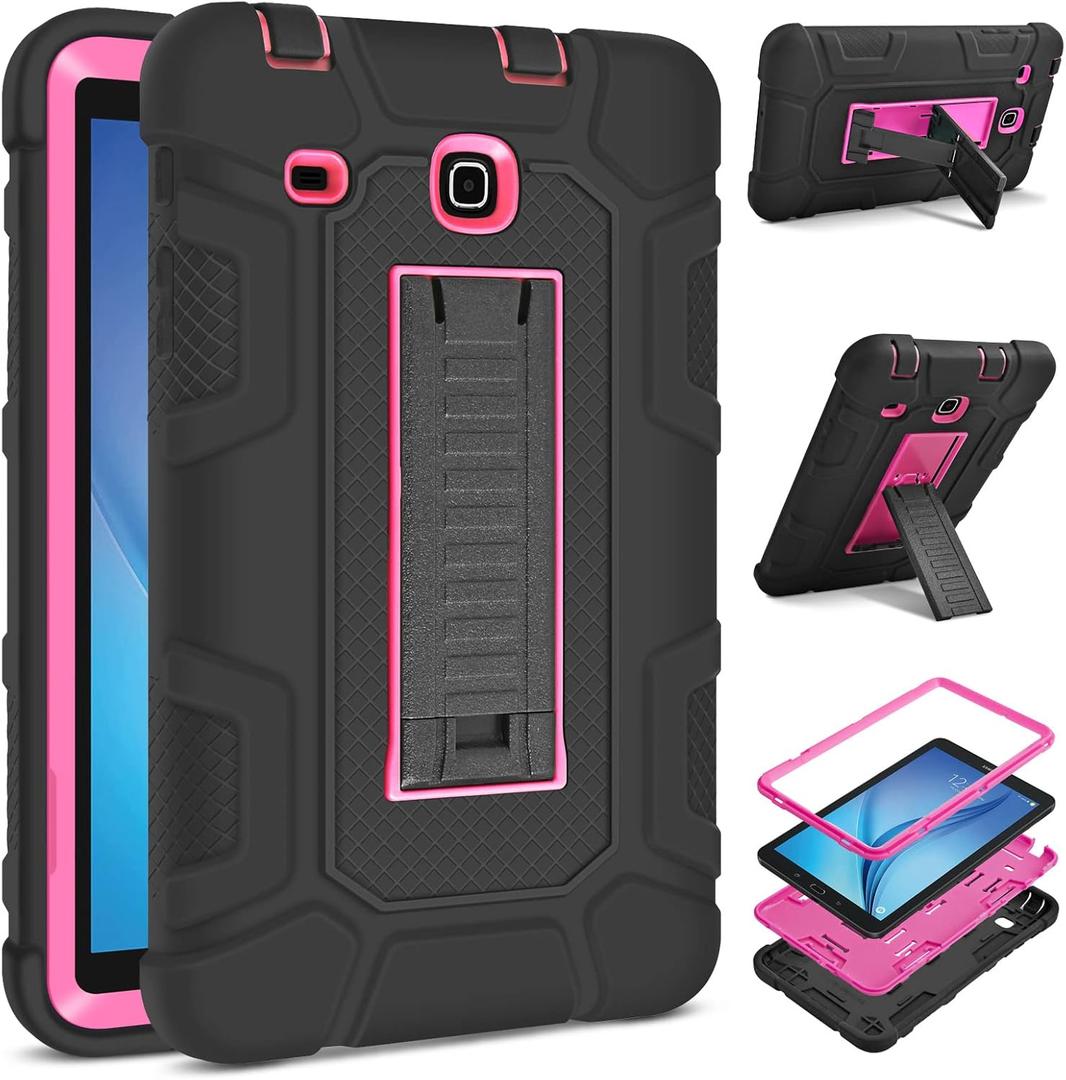 DETUOSI Shockproof Case for Samsung Galaxy Tab E 8.0" 2016 (SM-T377A/ T377V/ T378), 3-Layers Hybrid Heavy Duty Armor Multi-Angle Kickstand Protective Cover for Samsung Galaxy Tab E 8.0" Case