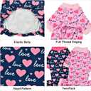 2-Pack Dog Valentines Pajamas Valentine's Day Dog Costume Outfit with Love Heart Patterns Pet Valentines Onesie Jumpsuits Sweet Heart Clothes Jammies for Medium Large Dogs XL