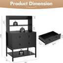 24 Inch Wide Night Stand, Large Wooden Night Stand with 2 Adjustable Drawes, Tall Nightstand with 4-Tier Shelves and Charging Station, Bedside Table for Living Room/Bedroom/Office, Black.
