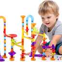 ZOZOPLAY 93Pcs STEM Marble Run Building Blocks, Colorful Track Pipe Blocks and Plastic Marbles, Creative Construction Toys for Ages 3+, Christmas & Birthday Gift Choice, Kindergarten & Daycare Toys