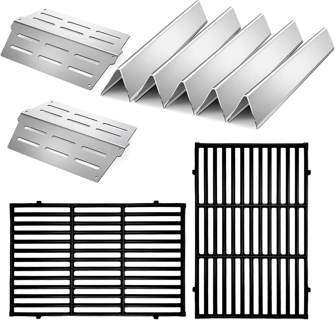Genesis E310 Grill Parts Cast Iron Grill Grates for Weber Genesis E330 S330 EP310 with 7620 Stainless Steel Flavorizer Bars 7622 Heat Deflector Grill Replacement Parts for Weber 300 Series