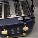 West Bend Timeless 4-Slice Toaster with 7 Browning Levels, Bagel/Waffle/Defrost Settings, High-Lift Lever, Anti-Jam, Easy-Clean Crumb Tray, 4-Slice, Blue/Gold