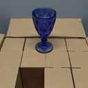 Yinder Glass Goblet Vintage Wine Goblet Embossed Glassware 10 oz Solid Color Glass Stemmed Cups for Iced Tea Beverage Soda Juice Water Liquor and Party Wedding Bars Restaurants (Blue,12 Pack)