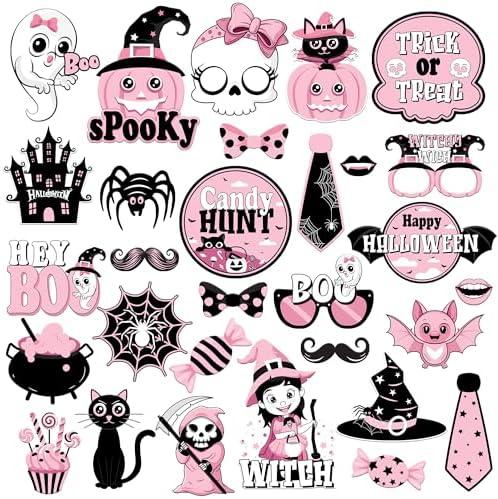 KatchOn Pink Halloween Photo Booth Props - Pack of 30 | Cute Kids Props, Pink Decorations | Picture Props for Party,  3 Sets