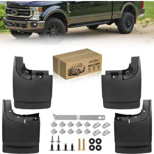 Mud Flaps for 2017-2022 Ford F250 F350 Super Duty with Fender Flares Accessories, No Drill Wheel Splash Guards Mud Guards All Season Protection Exteriores Body Kit, Front & Rear 4pcs
