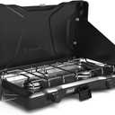 Coleman Triton 2-Burner Propane Stove, Portable Camping Cooktop with 2 Adjustable Burners & Wind Guards, 22,000 BTUs of Power for Camping, Tailgating, Grilling, BBQ, & More (Matte Black)
