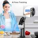 Smart Ai Facial Recognition Phone Tripod, Auto Face Tracking Tripods 360 Rotation with Stand, Adjustable Angle and Rotation, with Remote Control and Telescopic Function for Video Recording(Black)