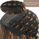 RENERSHOW Brown Highlight Short Wavy Wigs for White Women Brown Mixed Blonde Curly Wig Synthetic Hair Replacement Wig for Daily Party Use