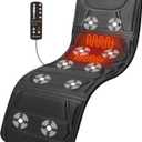 Snailax Massage Mat with Heat, Back Massage Pad for Bed, Chair, 10 Motors Vibrating Massage Mattress Pad with 2 Heating Pads for Back, Full Body Massager (Black)