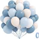 60pcs Dusty Blue Balloons 12inch with Sand White Pastel Blue and White Balloons for Wedding Gender Reveal Baby Bridal Shower Birthday Party Decorations