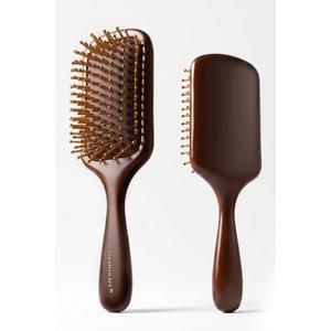 Paddle Wooden Hair Brush, Smooth & Polish Dual Bristle Detangler, Shine & Frizz Control, Nylon Bristles with Cushioned Pad for Scalp Massage, Hair Care Tool for All Hair Types