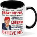 Pop Pop Fathers Day Gift, PopPop Gifts for Grandpa, Best Grandpa Gift From Granddaughter, Grandson for Birthday, Christmas, Funny Gifts Idea, Ceramic Mug 11Oz (Black)
