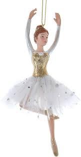 Kurt Adler Brunette Arms Up Ballerina Ornament, 6.5“