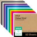 Cricut Value Permanent Vinyl - 50ft Rainbow Sampler, 12in x 12in Sheets (50 Count)
