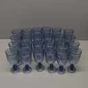 48 Pcs Plastic Goblets 7.5oz Vintage Goblet Plastic Wine Glasses Colored Retro Embossed Water Goblets for Wine Bar Juice Baby Shower Wedding Reception Grand Event Party (Blue)