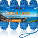 3/4" x 25' Dock Lines 4 Pack, Boat Dock Lines Double Braided Mooring Ropes with Pre-Spliced 15" Loop, Boat Rope Marine Rope High Strength for Docking Tie Down (Lake Blue)