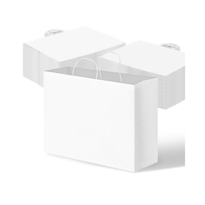 OUTUXED 110pcs 16x6x12 Inch White Paper Bags with Handles, Kraft Large Paper Gift Bags Bulk for Small Business, Merchandise, Gifts, Shopping, Grocery