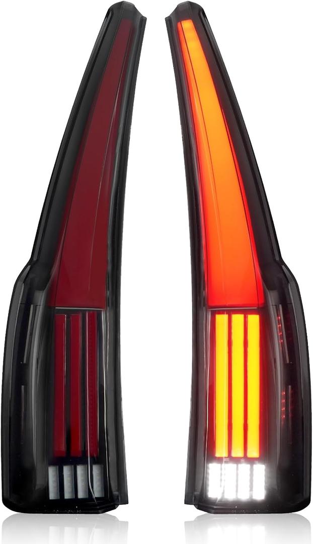 Full LED Tail Lights Assembly Fits for GMC Yukon/Yukon XL 2015 2016 2017 2018 2019 2020, Rear Taillights Lamps with 6 Holes Plug, Left Driver and Right Passenger Side, Black Housing Smoked Lens