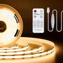 PAUTIX 5V USB COB LED Strip Light 6.56ft/2m 1200lm, 640LEDs Dimmable 3000K Warm White CRI90+ with RF Remote TV Backlight,Flexible Under Cabinet Tape Light for Bedroom,Kitchen,Home,Office DIY Lighting