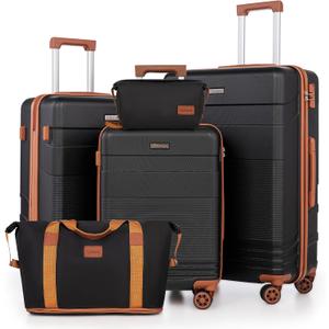 Cobens Luggage Sets 5 Piece with Spinner Wheels, 20/24/28inch | Lightweight ABS Hardshell Suitcases, Waterproof, Combination Lock, 3-Stage Telescopic Handle, Suitcase for Traveling