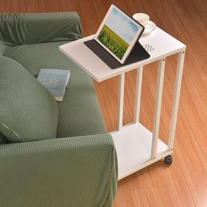 C Side Table for Couch Mobile TV Tray Tables with Metal Top Lockable Wheels 26 Inch Height White Rolling Cart Snack Table for Laptop Tablet, Slides Next to Sofa Bed, for Office Bar Party Meeting (White-with Metal Top)