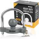 RETRUE Universal Coupler Lock Trailer Locks Ball Hitch Trailer Hitch Lock Adjustable Security Heavy-Duty Steel Fits 1-7/8 Inch, 2 Inch, 2-5/16 Inch Couplers, Grey