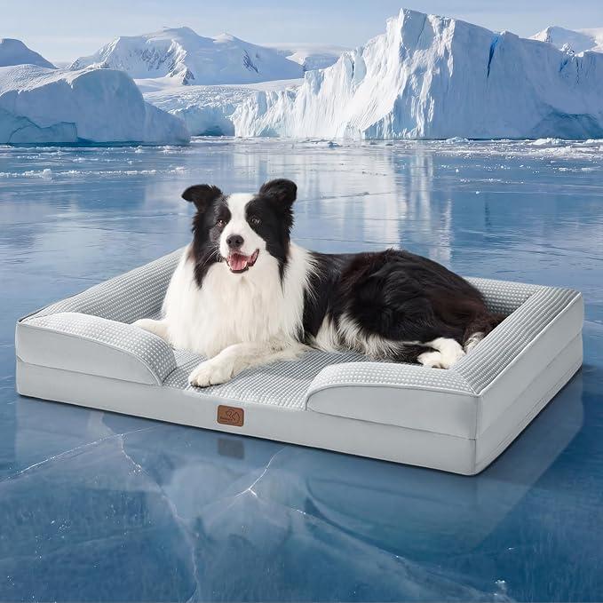Bedsure Cooling Dog Beds Large Sized Dog Washable Original Design
35" Dog Couch Sofa Comfy Bolster Sides, Removable Cover, Nonslip Bottom, Pet Bed for Cats,Senior Dogs, Cooling Grey