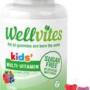 Wellvites Kids Multivitamin Gummies - Sugar Free, Vegan, Non-GMO, Vitamin A, D, B6, B12 and C - No Artificial Sweeteners, Gluten-Free, Gelatin-Free - 60 Count (30 Day Supply), BB: 08/2027