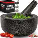 Priority Chef Heavy Duty Large 2 Cup Mortar and Pestle Set,100% Granite, Non Slip Base, Make Fresh Guacamole, Salsa, Pesto, Stone Grinder Bowl, Herb Crusher, Spice Grinder, 6.3 Inch Size, Black