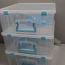 ArtBin 6990RH-AMZ Super Satchel Double Deep Compartment Box - Art Storage with 8 Removable Compartments, Smart Closure for Craft Supplies (Aqua- Pack of 3)