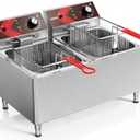 Deep fryers Commercial Deep Fryer 12L x 2 Large Dual Tank Electric Countertop Fryer for Restaurant with 2 Frying Baskets and Lids, 1800W x 2, 120V
