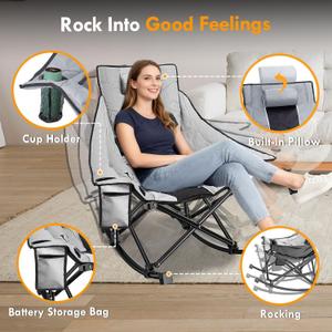 Slendor Oversized Heated Camping Chair, Gray
