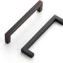 Ravinte 10 Pack Solid Kitchen Cabinet Handles Oil Rubbed Bronze Cabinet Pulls Slim Drawer Pulls with 4 Inch Hole Center Square Bar Kitchen Cabinet Hardware