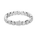 JINAO Silver 10MM Tennis Bracelet for Men Women 14k Gold Plated Iced Out Round Cubic Zirconia Cluster Square Halo Wrist Chain Jumbo Bracelet (Silver, 9.0)