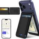 ExtreLife MagSafe Wallet with Money Clip, Work with Apple Find My, Magnetic Phone Wallet Stand for iPhone 17/16/15/14/13/12 Series, 8 Card Holder, RFID Blocking, Rechargeable, Carbon Fiber Black