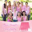 Berlune 100 Pcs Breast Cancer Pink Ribbon Lanyards Breast Cancer Awareness Neck Lanyards with Badge Clip for Men Women